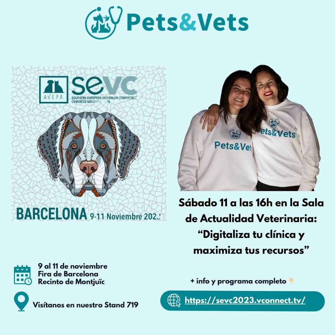 Sábado 11 de noviembre 2023, nuestra CEO Lorena, dará una charla en el congreso AVEPA-SEVC explicando los beneficios de digitalizar la clínica veterinaria para optimizar recursos y maximizar resultados. 
 