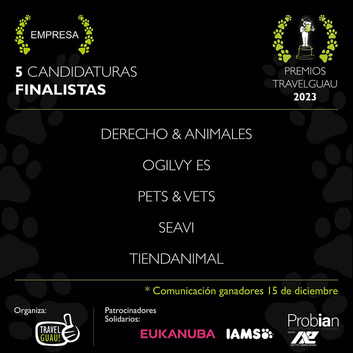 Pets & Vets es empresa finalista de los premios TravelGuau 2023 👏🏼
 GRACIAS a toda nuestra comunidad de peludetes y sus tutores, vetes, etólogxs, educadores caninos, etc., asociaciones, marcas amigas con las que colaboramos y demás compañerxs de viaje que nos acompañan en nuestro trabajo diario.